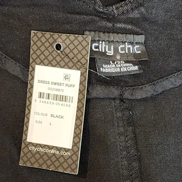 NWT City Chic Dress Sweet Puff Black L = 20 = 2X
