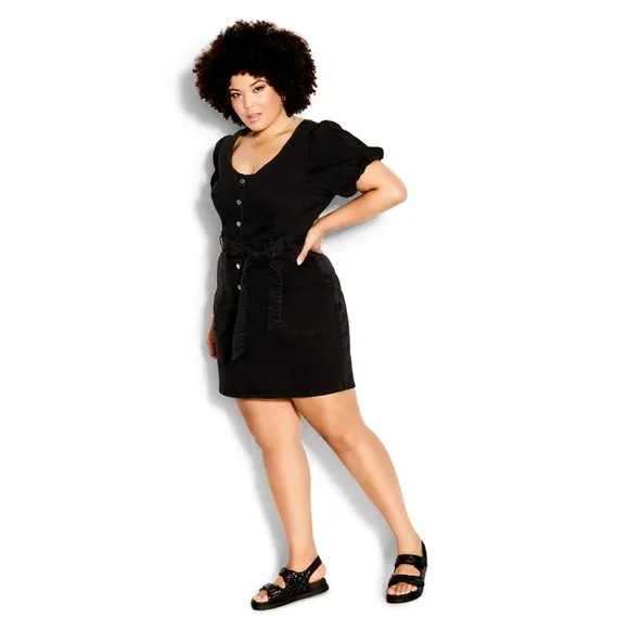 NWT City Chic Dress Sweet Puff Black L = 20 = 2X