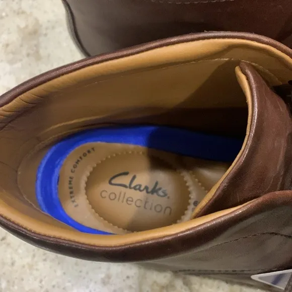 NWT Clark’s Whiddon Mid Mahogany Leather Boots Size 8.5