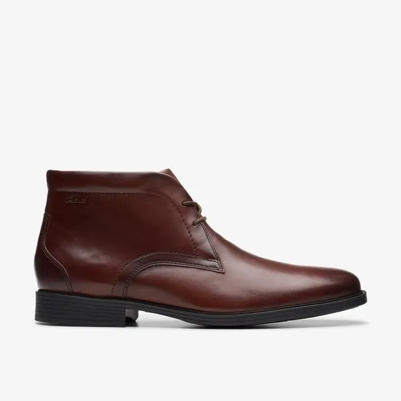 NWT Clark’s Whiddon Mid Mahogany Leather Boots Size 8.5