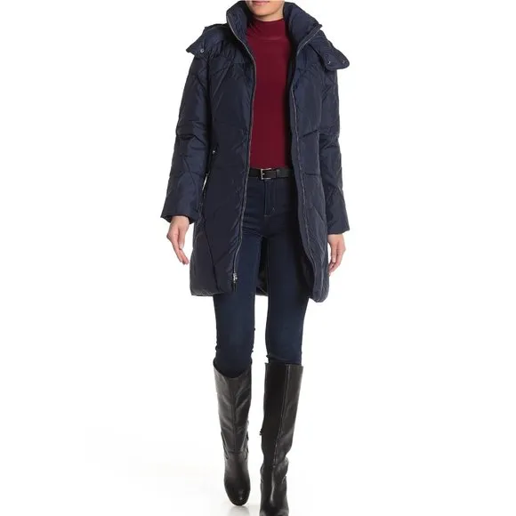 NWT Cole Haan Puffer Down Jacket- with Hood for Cold Weather