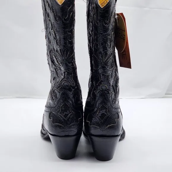 NWT Corral A1070 Women Boots 10M Floral Studded Rhinestones Sequins Tooled Inlay
