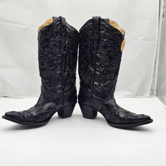 NWT Corral A1070 Women Boots 10M Floral Studded Rhinestones Sequins Tooled Inlay