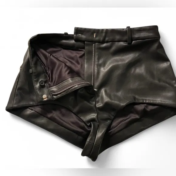NWT Danica Faux Leather Shorts with Diamond Embellishments Black M from NBD