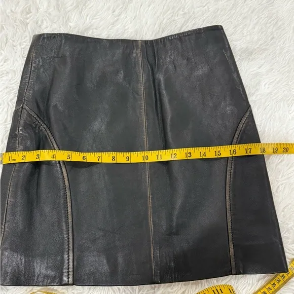 NWT DKNY 100% Sheep Leather limited edition distressed leather skirt size XS