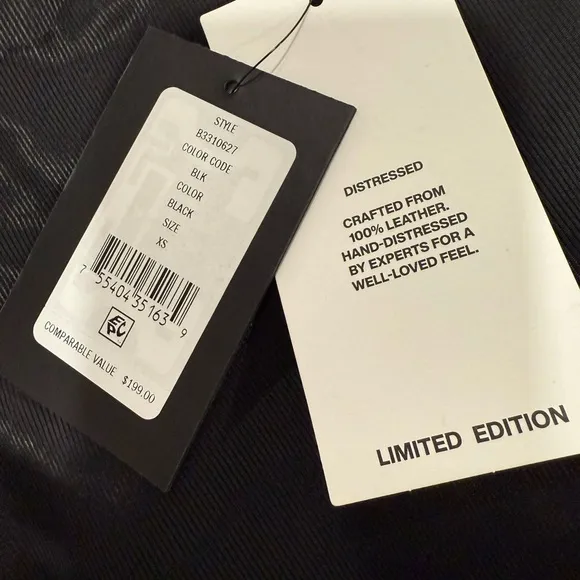 NWT DKNY 100% Sheep Leather limited edition distressed leather skirt size XS