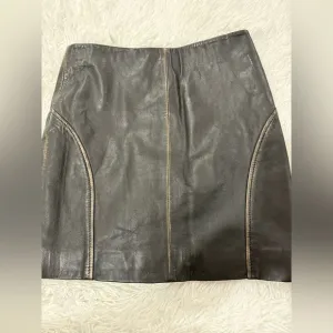 NWT DKNY 100% Sheep Leather limited edition distressed leather skirt size XS