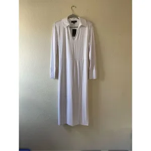 NWT eloquii womens white long sleeve polo midi dress 16
