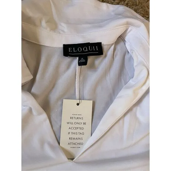 NWT eloquii womens white long sleeve polo midi dress 16
