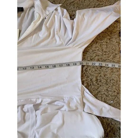 NWT eloquii womens white long sleeve polo midi dress 16