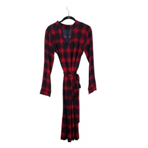 NWT English Factory Red Plaid Long Sleeve Midi Dress Size L