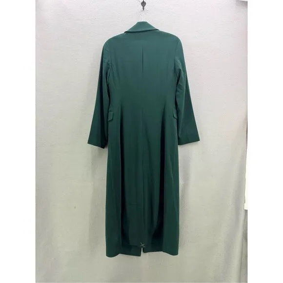 NWT Express Womens Green Supersoft Double Breasted Long Line Blazer Coat Small