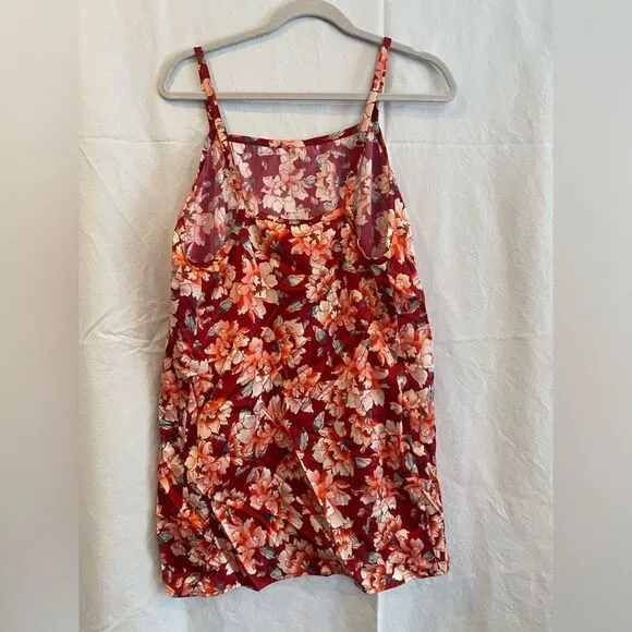 NWT For Love And Lemons Melanie Slip Dress In Cranberry Floral