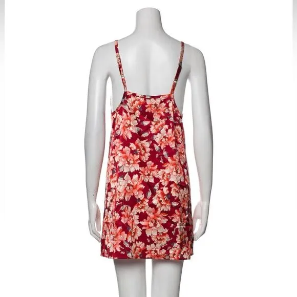 NWT For Love And Lemons Melanie Slip Dress In Cranberry Floral