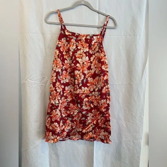 NWT For Love And Lemons Melanie Slip Dress In Cranberry Floral