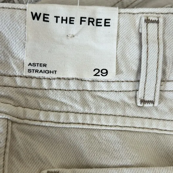 NWT Free People Aster High Rise Rigid Relaxed Straight Leg Jeans in Cream Sz 29