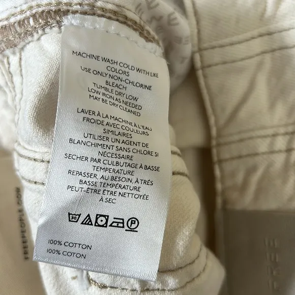 NWT Free People Aster High Rise Rigid Relaxed Straight Leg Jeans in Cream Sz 29