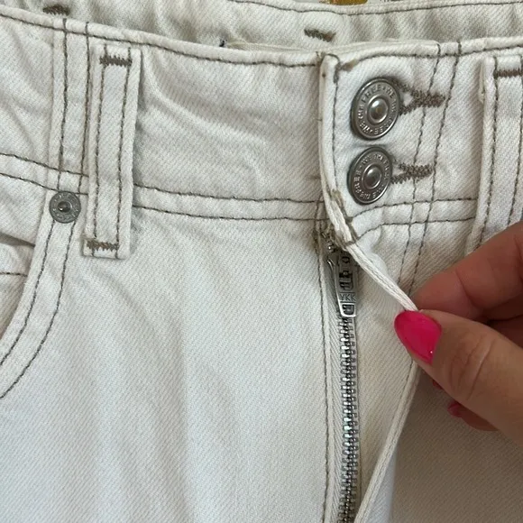 NWT Free People Aster High Rise Rigid Relaxed Straight Leg Jeans in Cream Sz 29