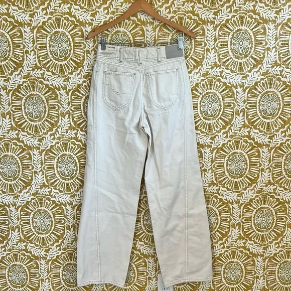 NWT Free People Aster High Rise Rigid Relaxed Straight Leg Jeans in Cream Sz 29