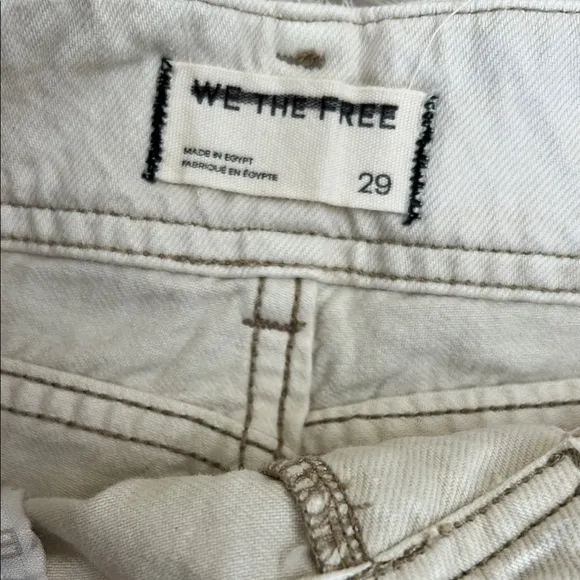 NWT Free People Aster High Rise Rigid Relaxed Straight Leg Jeans in Cream Sz 29