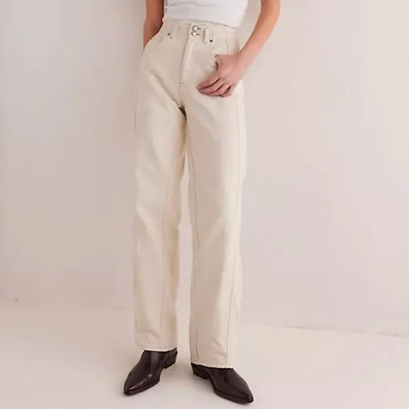 NWT Free People Aster Straight Leg Jeans Denim We The Free in Cream