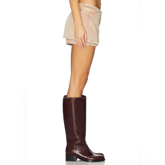 NWT Free People We The Free Gallivanting Cord Skort in Chocolate Truffle Size 27