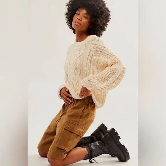 NWT Free People Charli Wool Longline Cargo Shorts