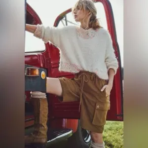NWT Free People Charli Wool Longline Cargo Shorts