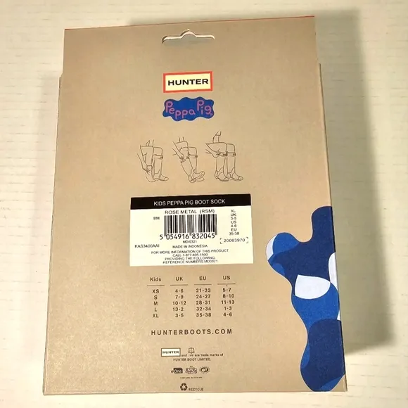 NWT Hunter x Peppa Pig Kids Original Boot Socks- XL/US 4-6