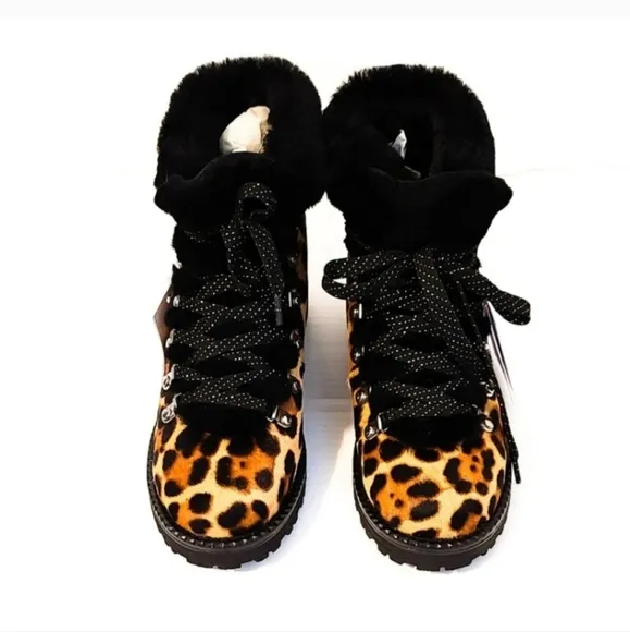 NWT J. Crew NORDIC Leopard CALF Hair HIKER Boots