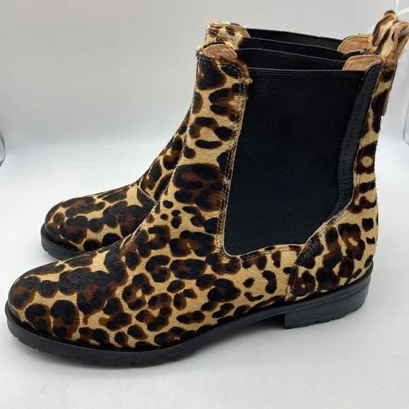 NWT Jack Rogers Margot Leopard Calf Fur Boots Size 9M Made in Brazil