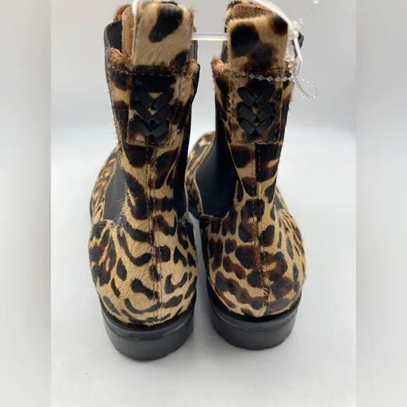 NWT Jack Rogers Margot Leopard Calf Fur Boots Size 9M Made in Brazil