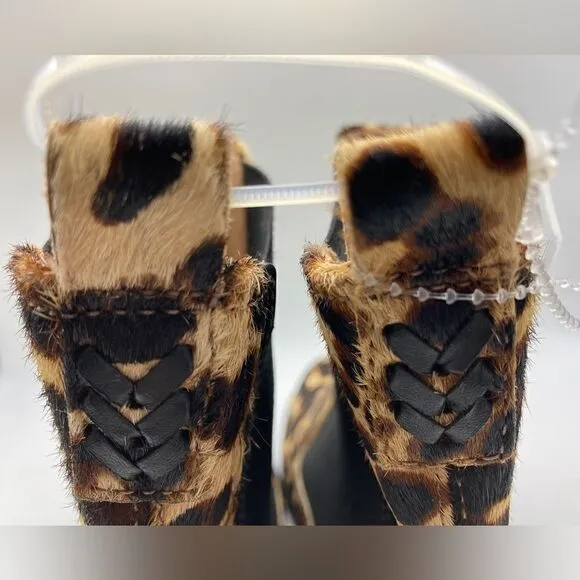 NWT Jack Rogers Margot Leopard Calf Fur Boots Size 9M Made in Brazil