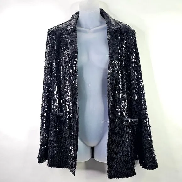 NWT Kancy Kole Black Sequin Short and Blazer Set