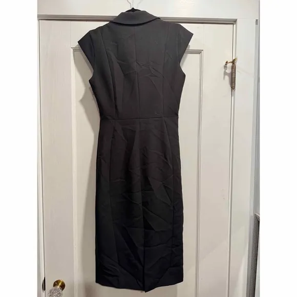 NWT Karen Millen Zip Collar A Line Dress Black Size 6 Office Preppy Career