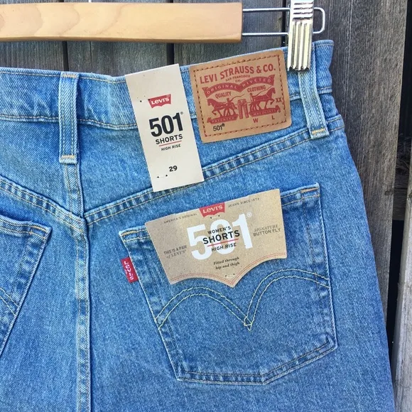 NWT Levi’s 501 High Rise Jean Shorts Tango Stone Blue 29