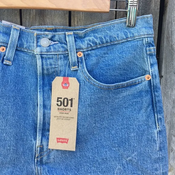 NWT Levi’s 501 High Rise Jean Shorts Tango Stone Blue 29
