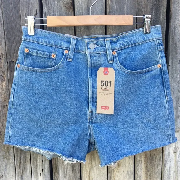 NWT Levi’s 501 High Rise Jean Shorts Tango Stone Blue 29