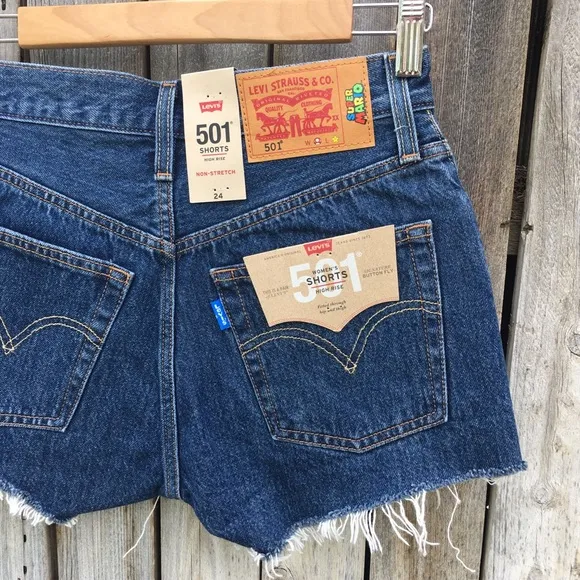 NWT Levi’s X Super Mario 501 Jean Shorts Blue 24