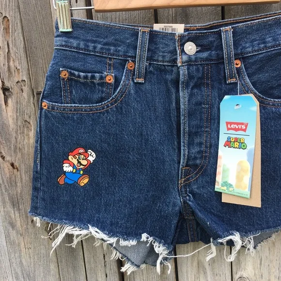 NWT Levi’s X Super Mario 501 Jean Shorts Blue 24