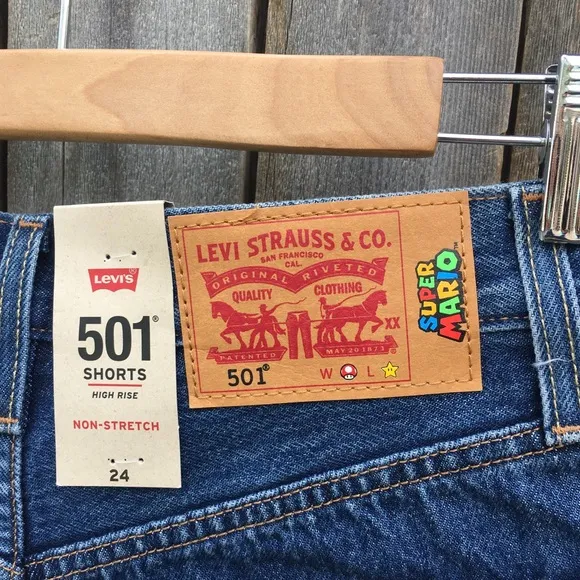NWT Levi’s X Super Mario 501 Jean Shorts Blue 24