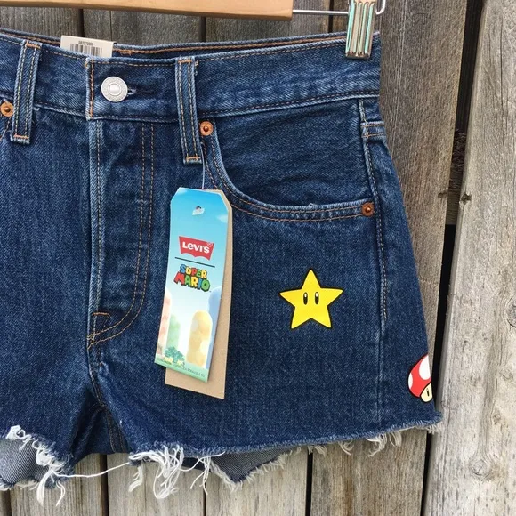 NWT Levi’s X Super Mario 501 Jean Shorts Blue 24