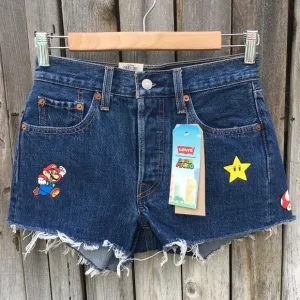 NWT Levi’s X Super Mario 501 Jean Shorts Blue 24