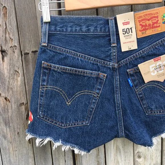 NWT Levi’s X Super Mario 501 Jean Shorts Blue 24