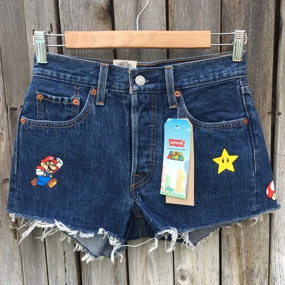 NWT Levi’s X Super Mario 501 Jean Shorts Blue 24