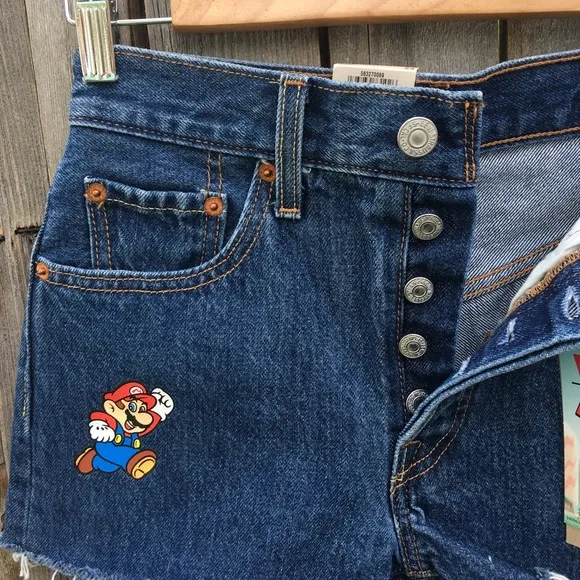NWT Levi’s X Super Mario 501 Jean Shorts Blue 24