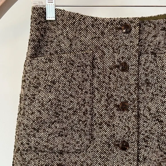 NWT - Madewell - Herringbone Wool Button-Front Mini Skirt - Size 0