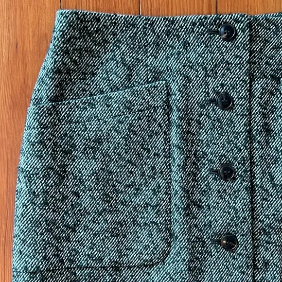 NWT - Madewell - Herringbone Wool Button-Front Mini Skirt - Size 0