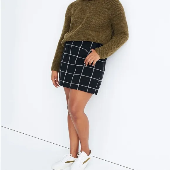 NWT - Madewell Museum Patch-Pocket Mini Skirt in Windowpane - Size 0