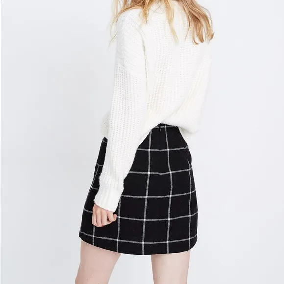 NWT - Madewell Museum Patch-Pocket Mini Skirt in Windowpane - Size 0